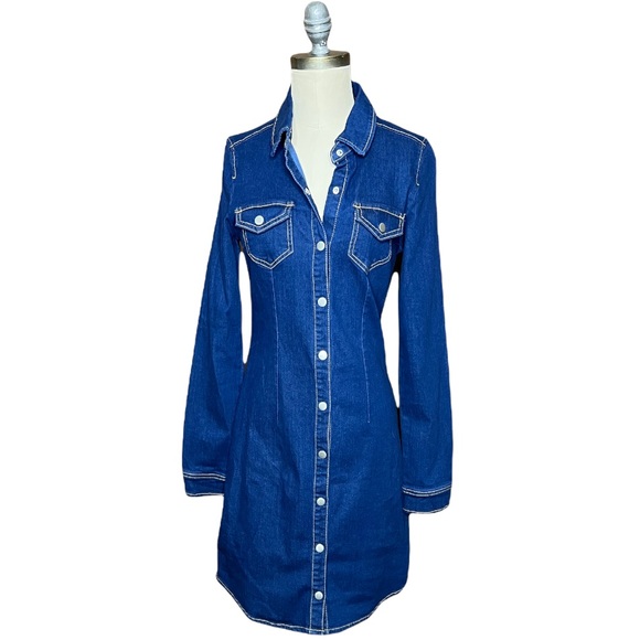 Missguided Long Sleeve Button Denim Dress size 6 - Picture 8 of 16